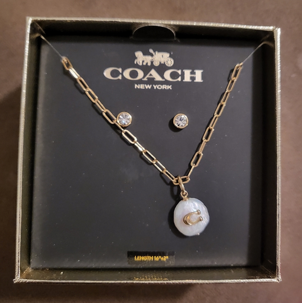 Coach Necklace and Earrings
